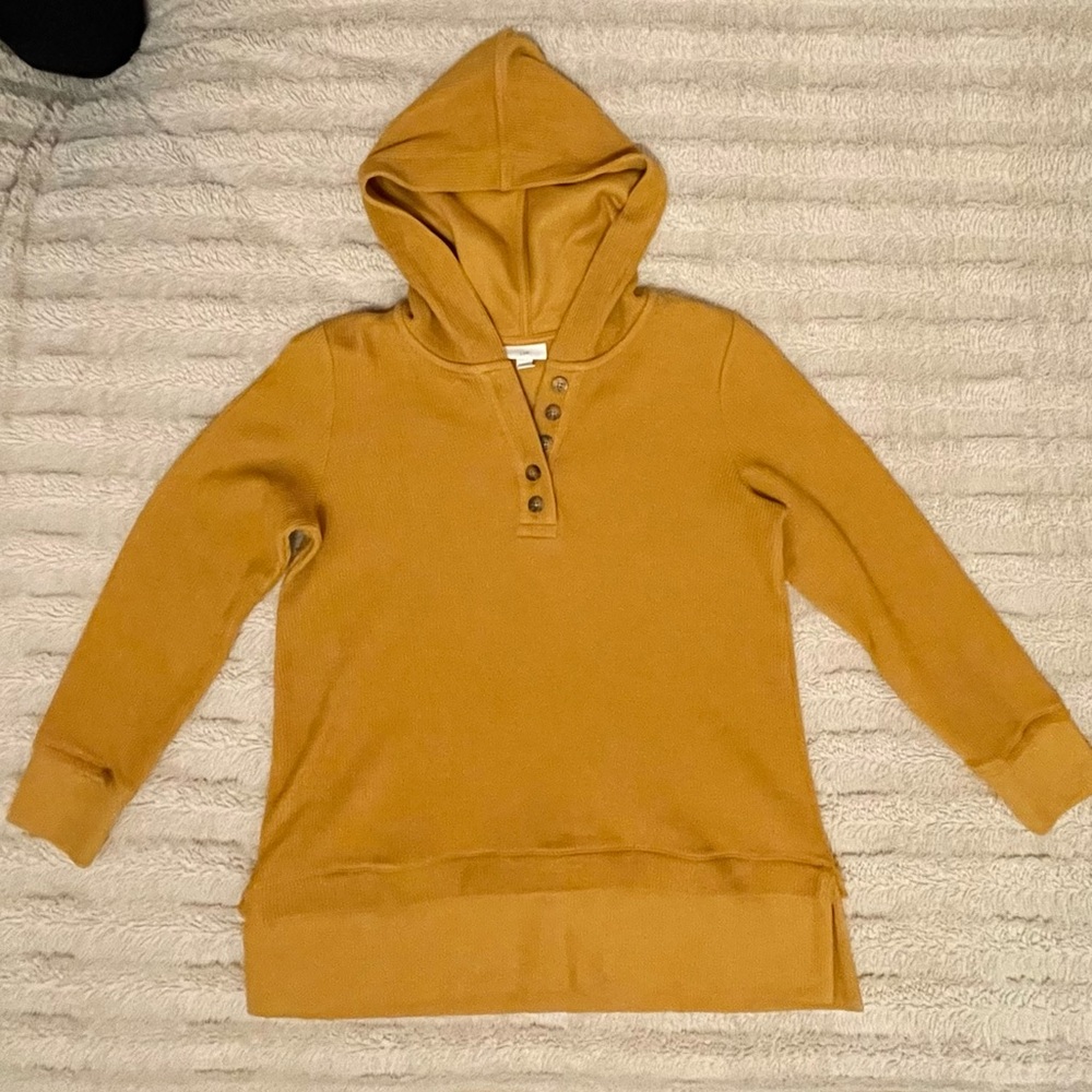 J. Jill Mustard Hooded Sweatshirt